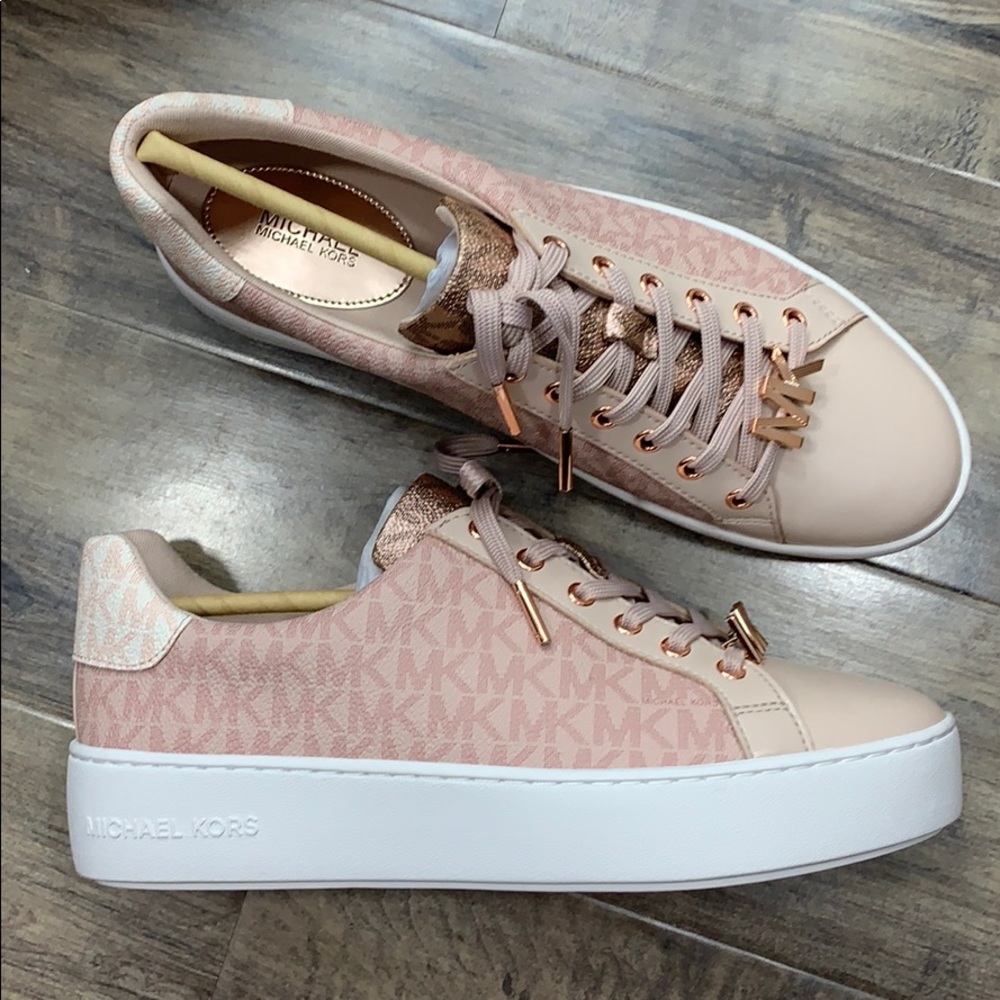 MICHAEL KORS POPPY LACE UP MINI MK LOGO PVC BALLET - Picture 15 of 16